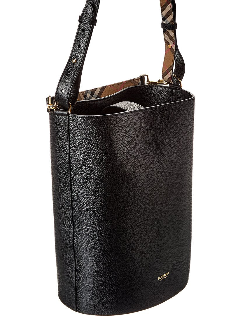Burberry Logo Medium Leather Bucket Bag