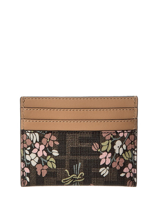 Fendi Roma Ff Jacquard & Leather Card Holder