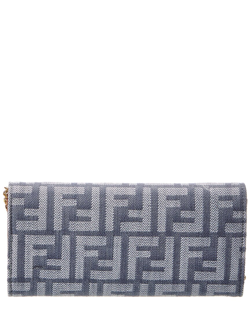 Fendi Baguette Denim & Leather Wallet On Chain