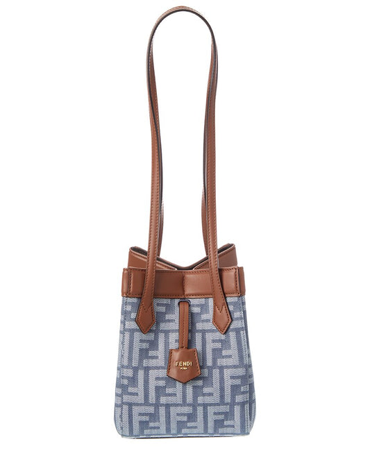 Fendi Origami Mini Ff Denim & Leather Shoulder Bag