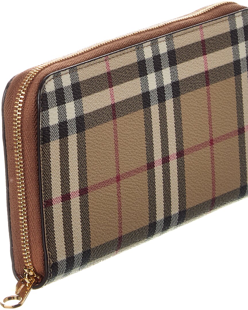 Burberry Check E-Canvas Zip Around Wallet