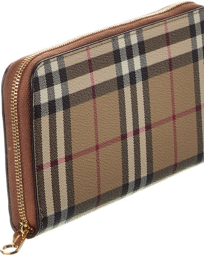 Burberry Check E-Canvas Zip Around Wallet