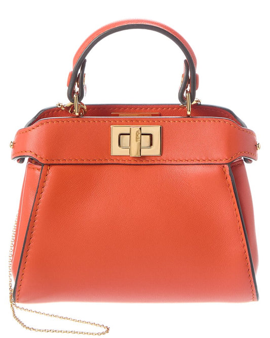 Fendi Nano Peekaboo Leather Clutch