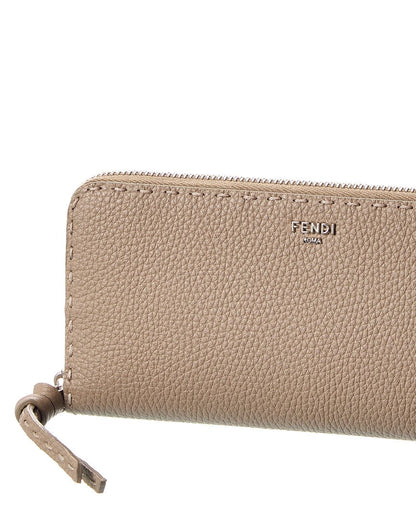 Fendi Zipper Around Peekaboo Large Leather Wallet