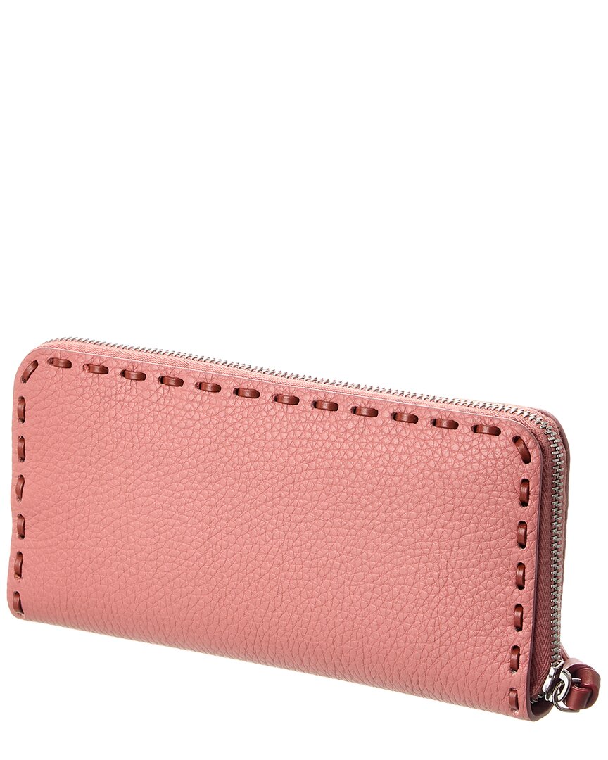 Fendi Zipper Around Peekaboo Large Leather Wallet
