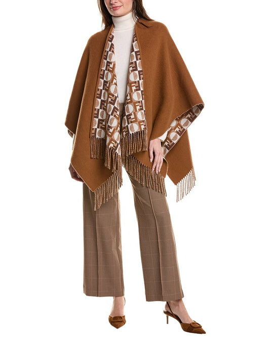 Fendi Ff Reversible Wool & Cashmere-Blend Poncho
