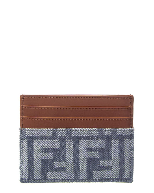 Fendi Baguette Ff Denim & Leather Card Holder