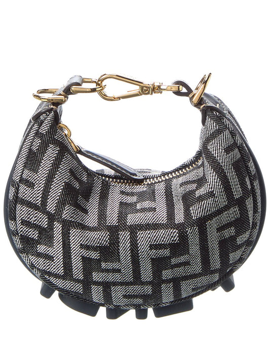Fendi Fendigraphy Nano Ff Denim & Leather Bag Charm