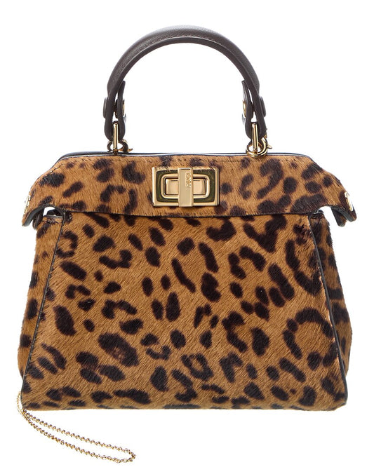 Fendi Nano Peekaboo Haircalf & Leather Clutch