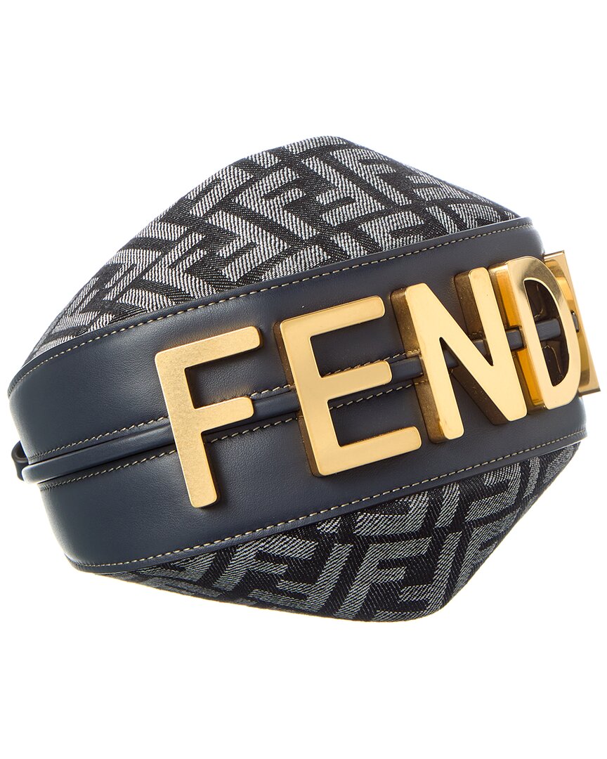 Fendi Fendigraphy Mini Ff Denim & Leather Hobo Bag