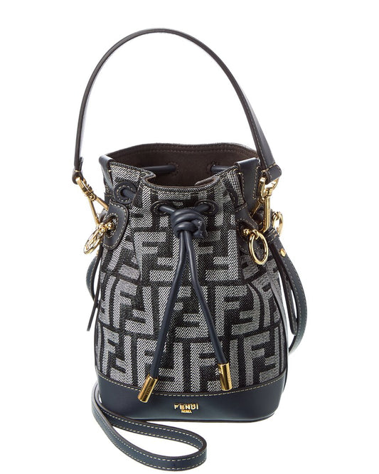 Fendi Mon Tresor Mini Ff Denim & Leather Bucket Bag