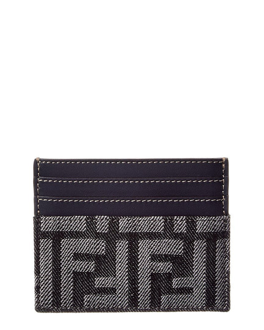 Fendi Baguette Ff Denim & Leather Card Holder