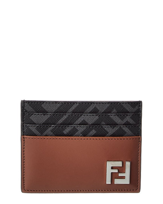 Fendi Ff Squared Leather Card Holder