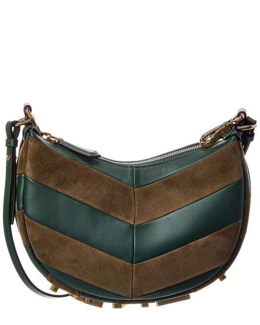 Fendi Fendigraphy Mini Leather & Suede Hobo Bag