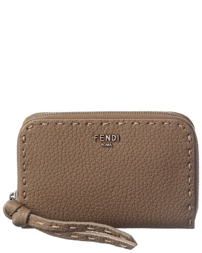 Fendi Zip Around Peekaboo Mini Leather Wallet