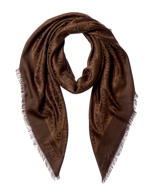 Fendi Ff Motif Wool & Silk-Blend Scarf