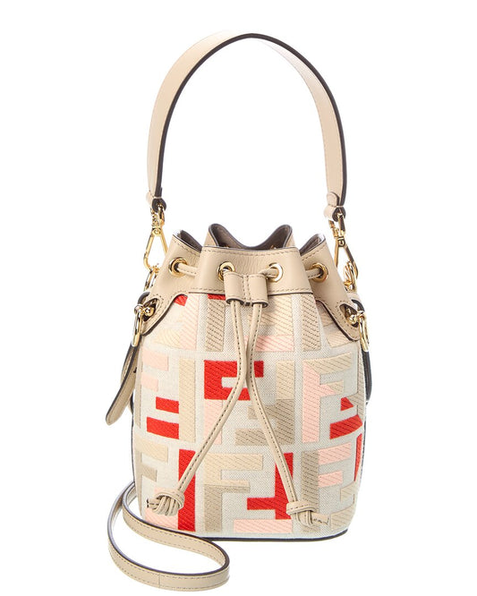 Fendi Mon Tresor Mini Canvas & Leather Bucket Bag