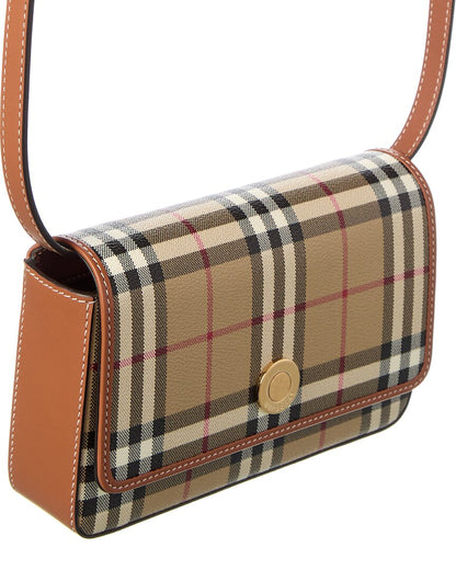 Burberry Check E-Canvas & Leather Crossbody