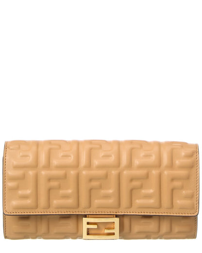 Fendi Ff Embossed Leather Continental Wallet