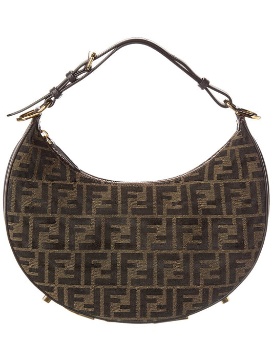 Fendi Fendigraphy Small Ff Jacquard & Leather Hobo Bag, Brown