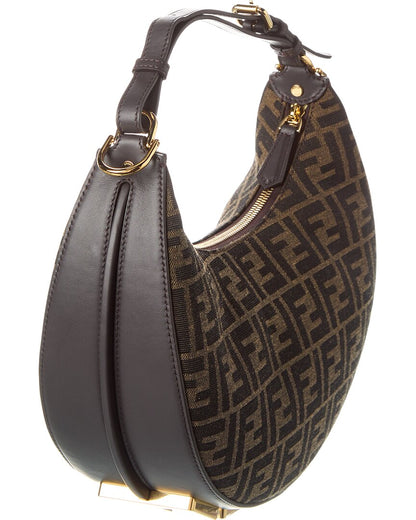 Fendi Fendigraphy Small Ff Jacquard & Leather Hobo Bag
