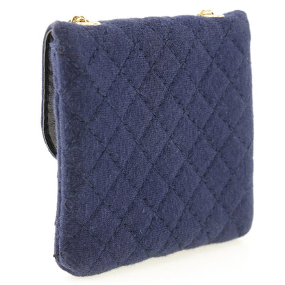 CHANEL Pouch cotton Navy Chain pochette