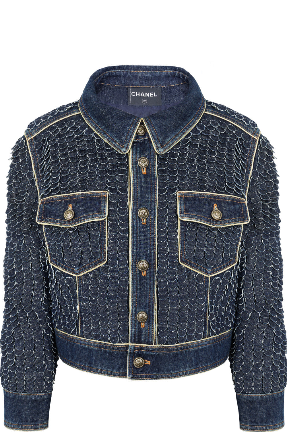 CHANEL 2014 Paris-Dallas Fish Scale Denim Jacket