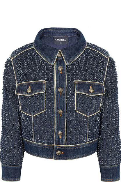CHANEL 2014 Paris-Dallas Fish Scale Denim Jacket