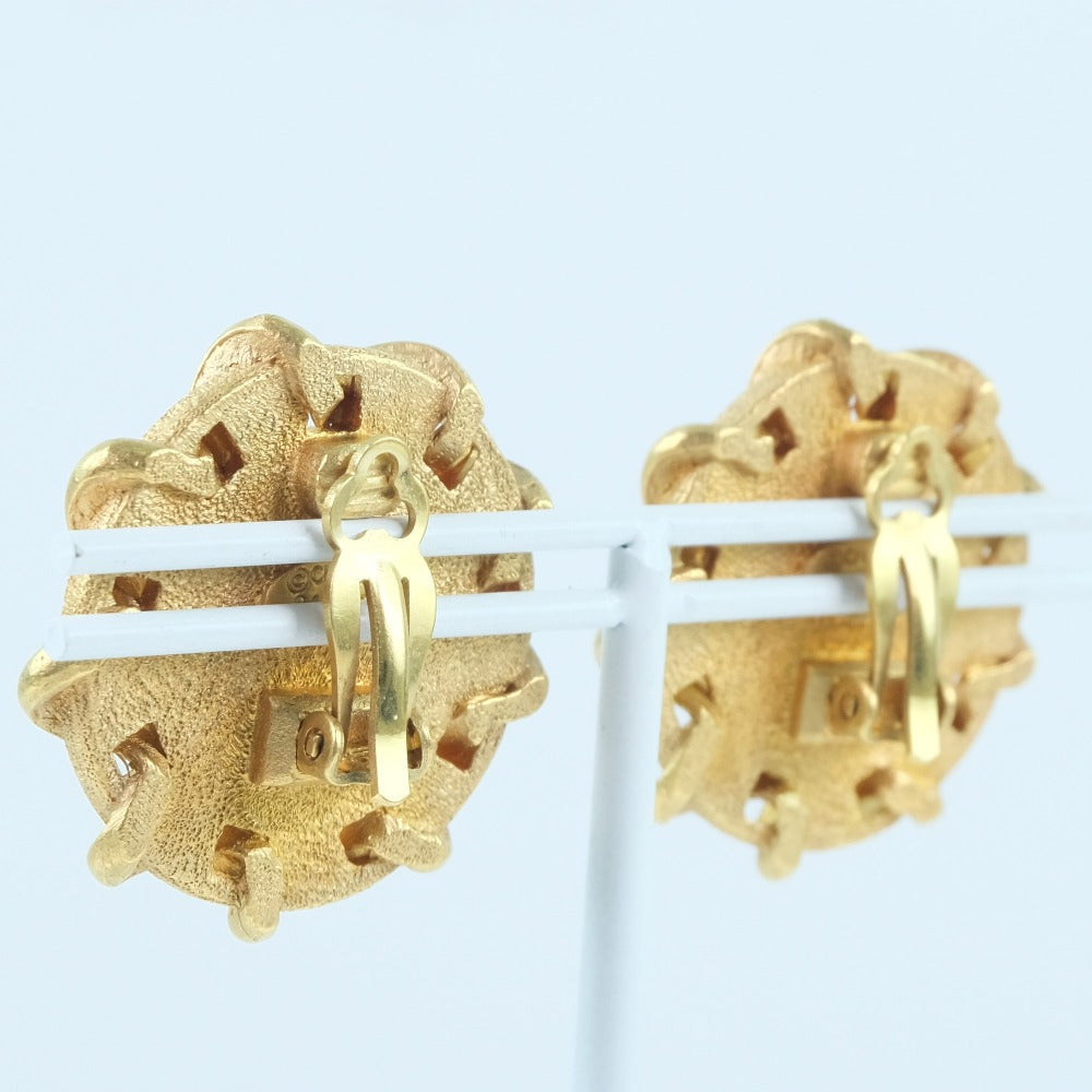 CHANEL Earring Plated Gold , Leather gold COCO Mark Women Used