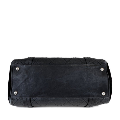 Chanel Black Double Pocket Tote Reissue Quilted Lambskin & Suede w/ Brushed Hardware