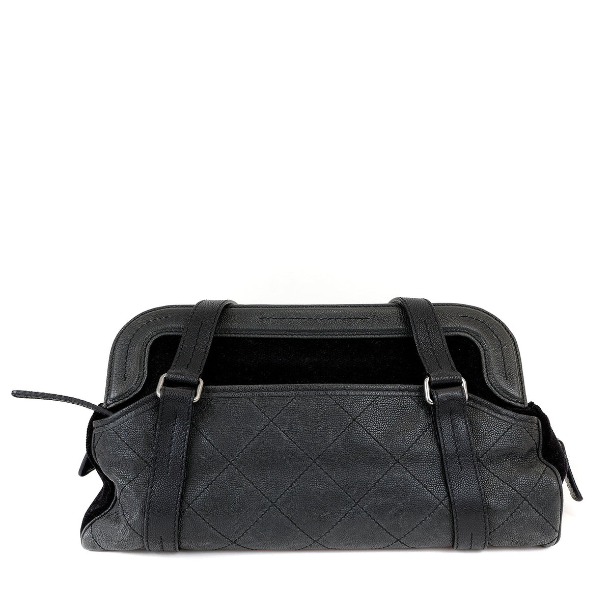 Chanel Black Double Pocket Tote Reissue Quilted Lambskin & Suede w/ Brushed Hardware
