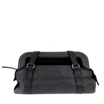 Chanel Black Double Pocket Tote Reissue Quilted Lambskin & Suede w/ Brushed Hardware