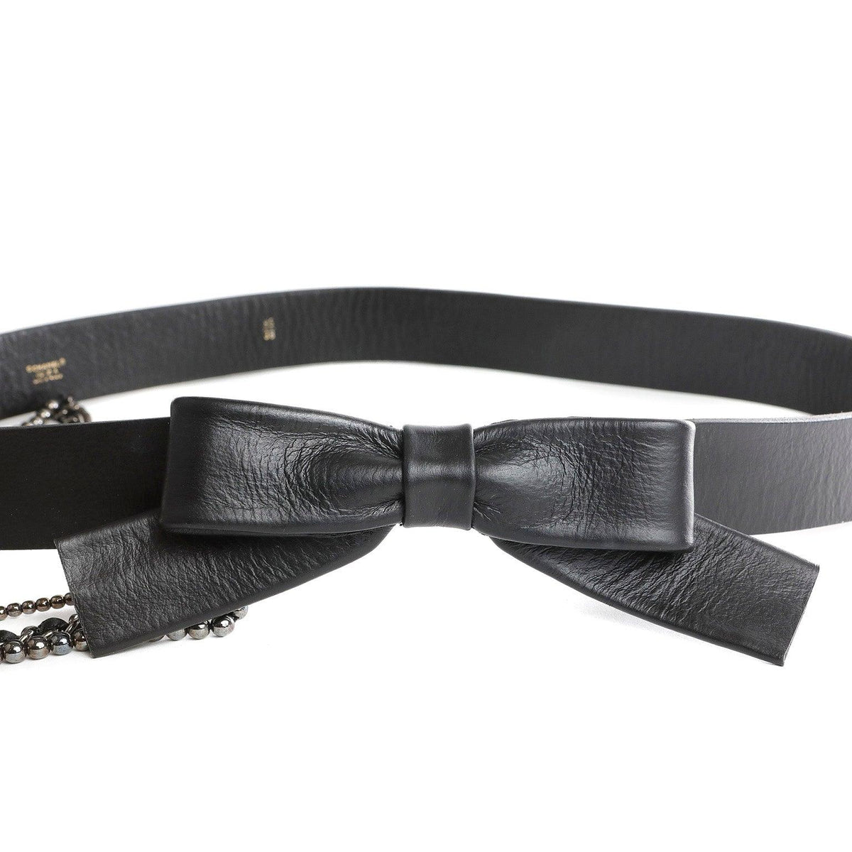 Chanel Black Leather Bow Belt with Chains size 95