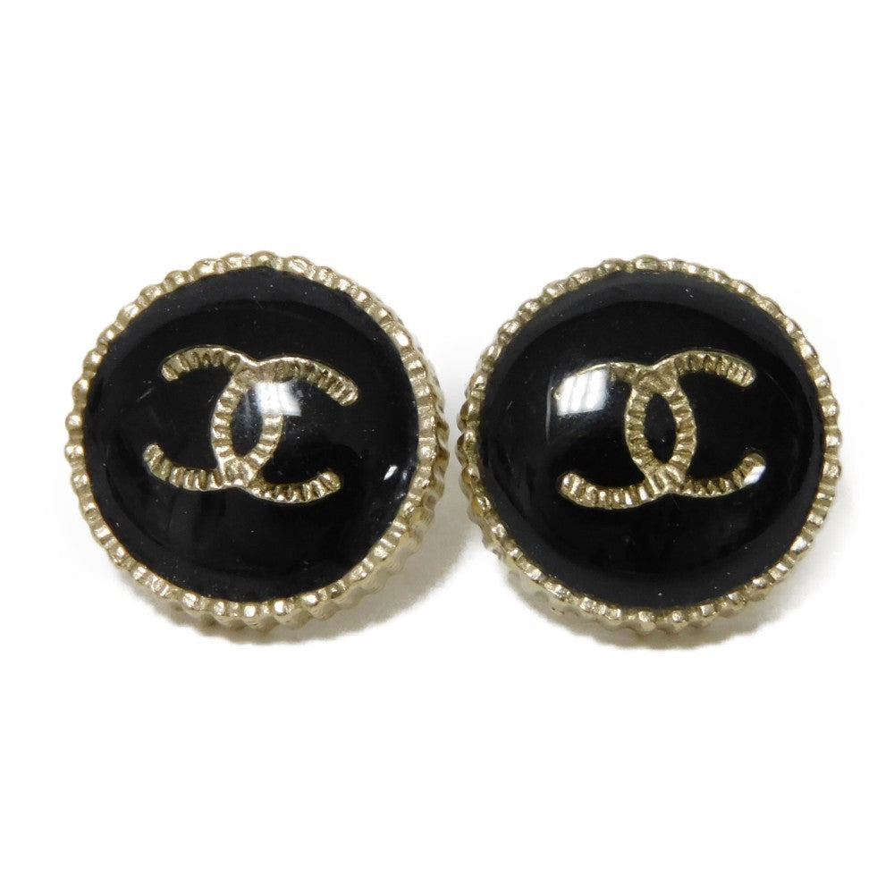 CHANEL Pierce A95896 Resin Clear black CC mark Round COCO Mark