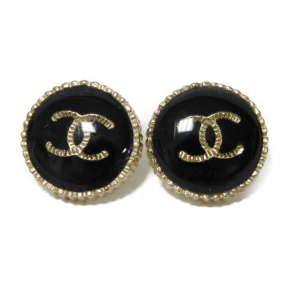 CHANEL Pierce A95896 Resin Clear black CC mark Round COCO Mark