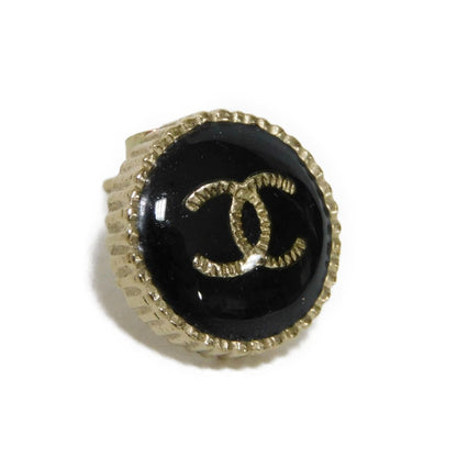 CHANEL Pierce A95896 Resin Clear black CC mark Round COCO Mark