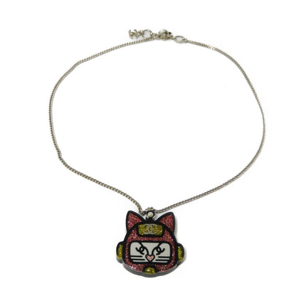 CHANEL Necklace A89431 Resin x Costume Pearl Clear x Black x Pink x Yellow COCO Mark Choupette Cat Robot
