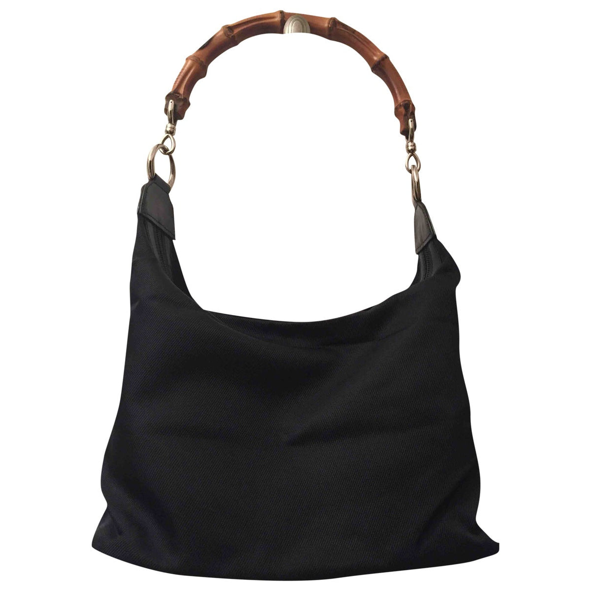 Gucci bamboo navy cloth handbag