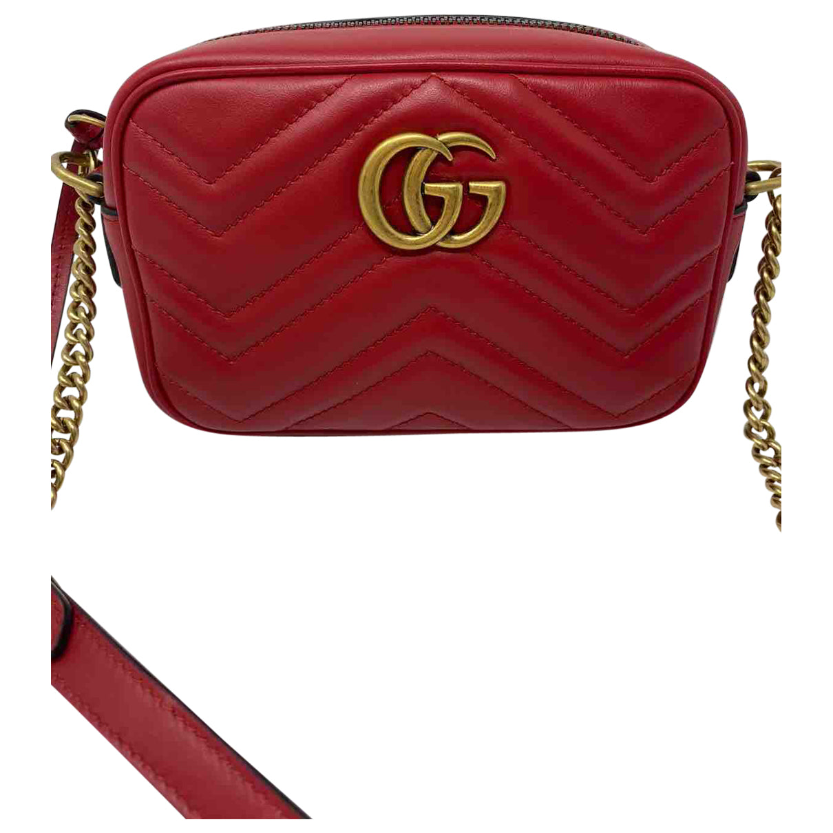 Gucci marmont red leather handbag