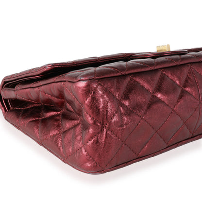 Metallic Burgundy Quilted Calfskin Reissue 2.55 227 Double Flap Bag