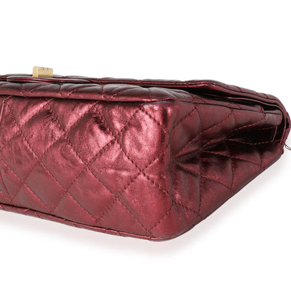 Metallic Burgundy Quilted Calfskin Reissue 2.55 227 Double Flap Bag