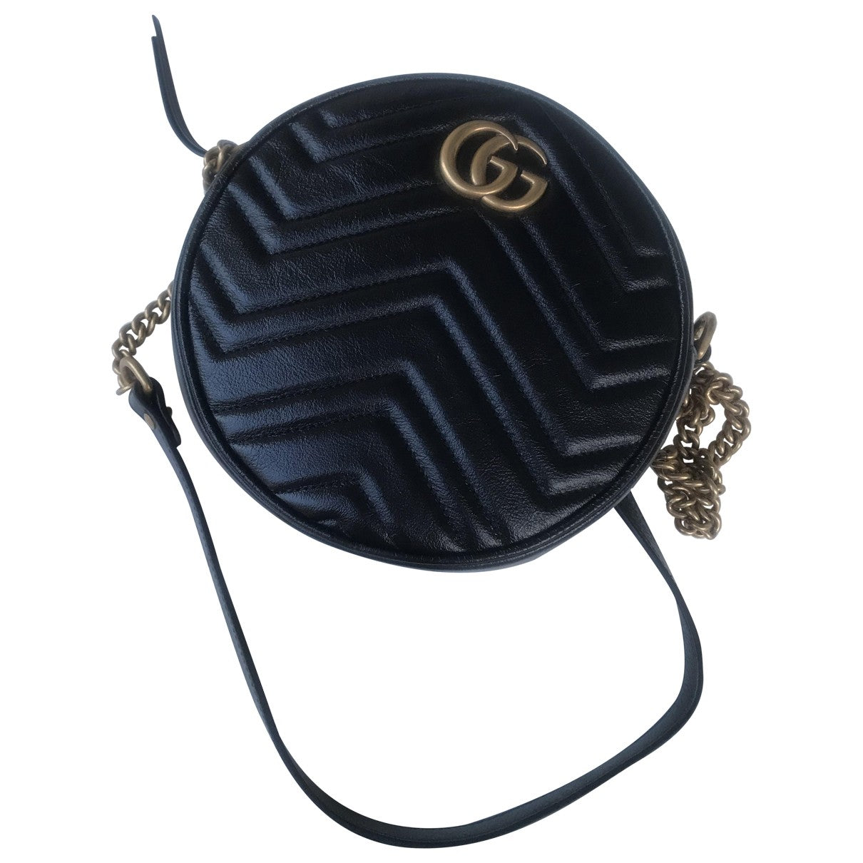 Gucci gg marmont circle black leather handbag