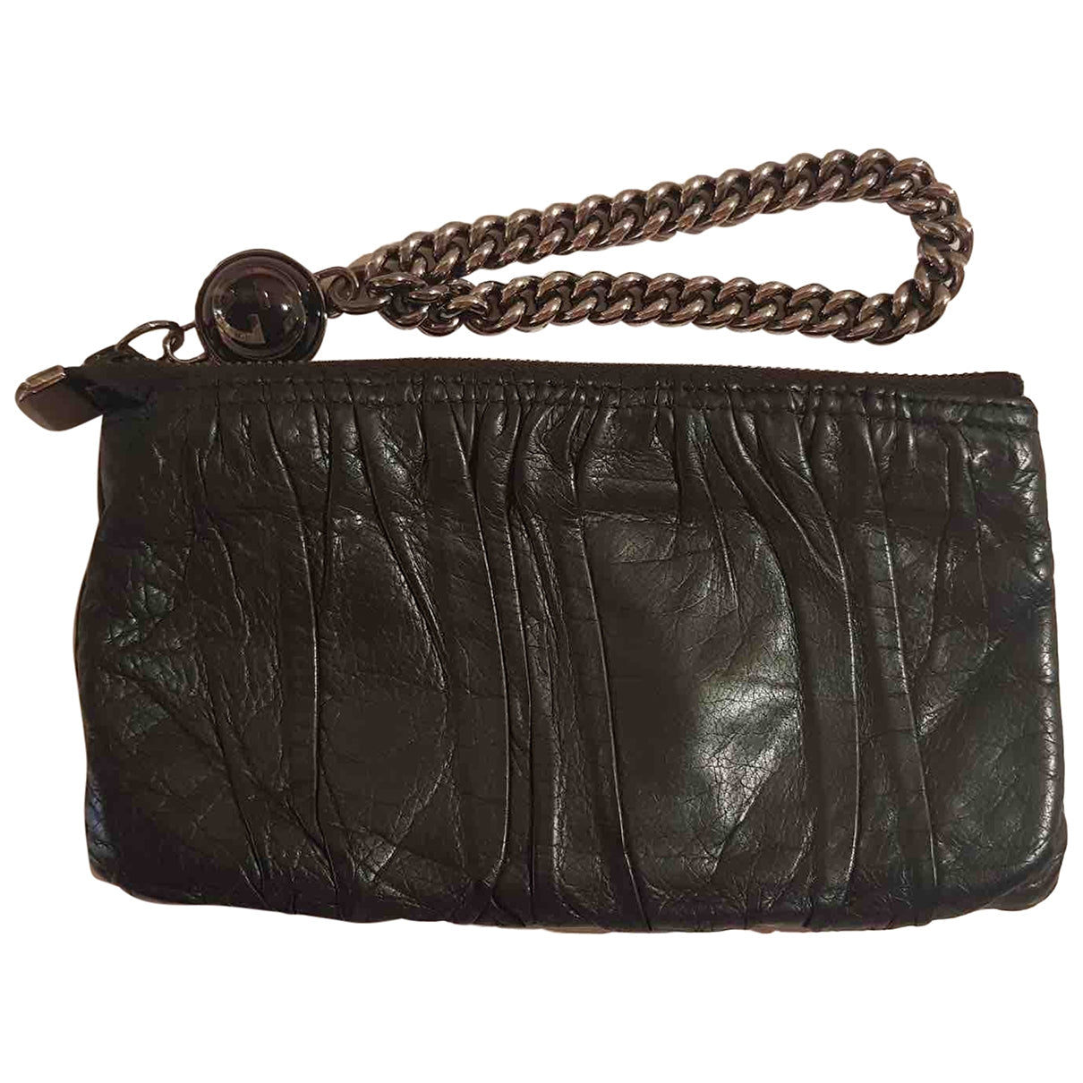 Gucci green leather clutch bag
