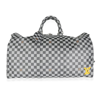 LOUIS VUITTON Black & White Distorted Damier Keepall Bandouliere 50