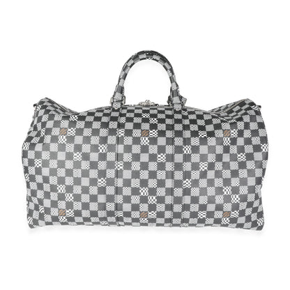 LOUIS VUITTON Black & White Distorted Damier Keepall Bandouliere 50