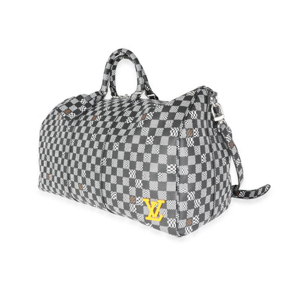 LOUIS VUITTON Black & White Distorted Damier Keepall Bandouliere 50
