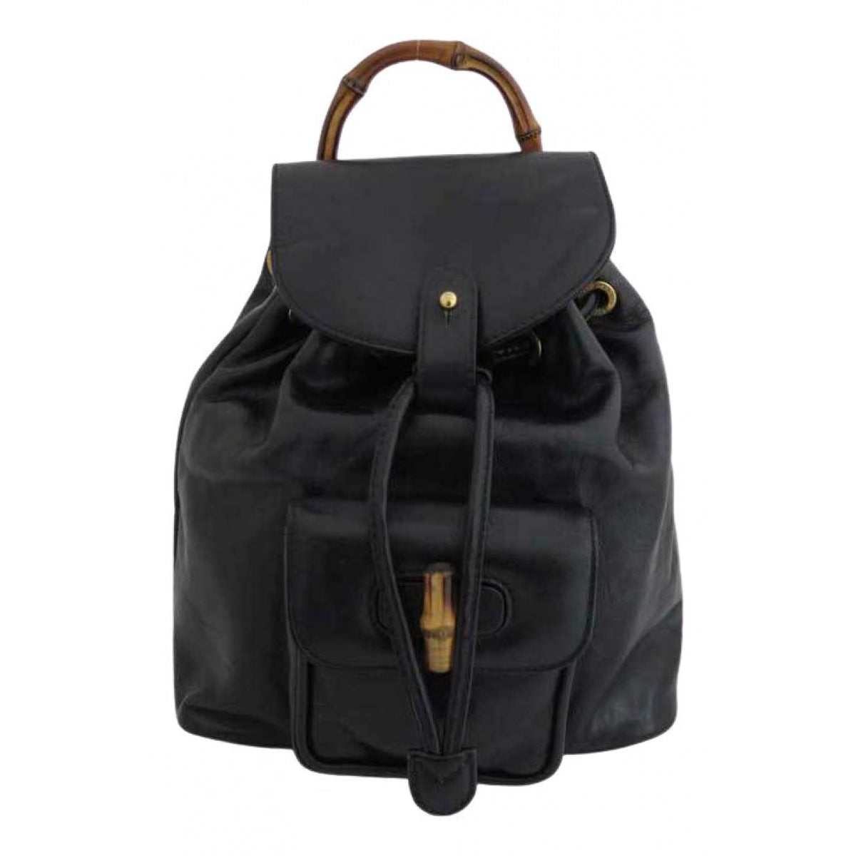 Gucci bamboo black leather backpacks