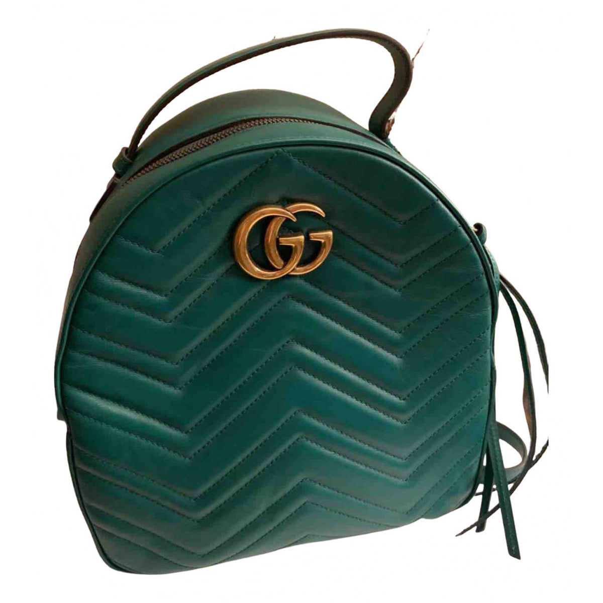 Gucci marmont green leather backpacks