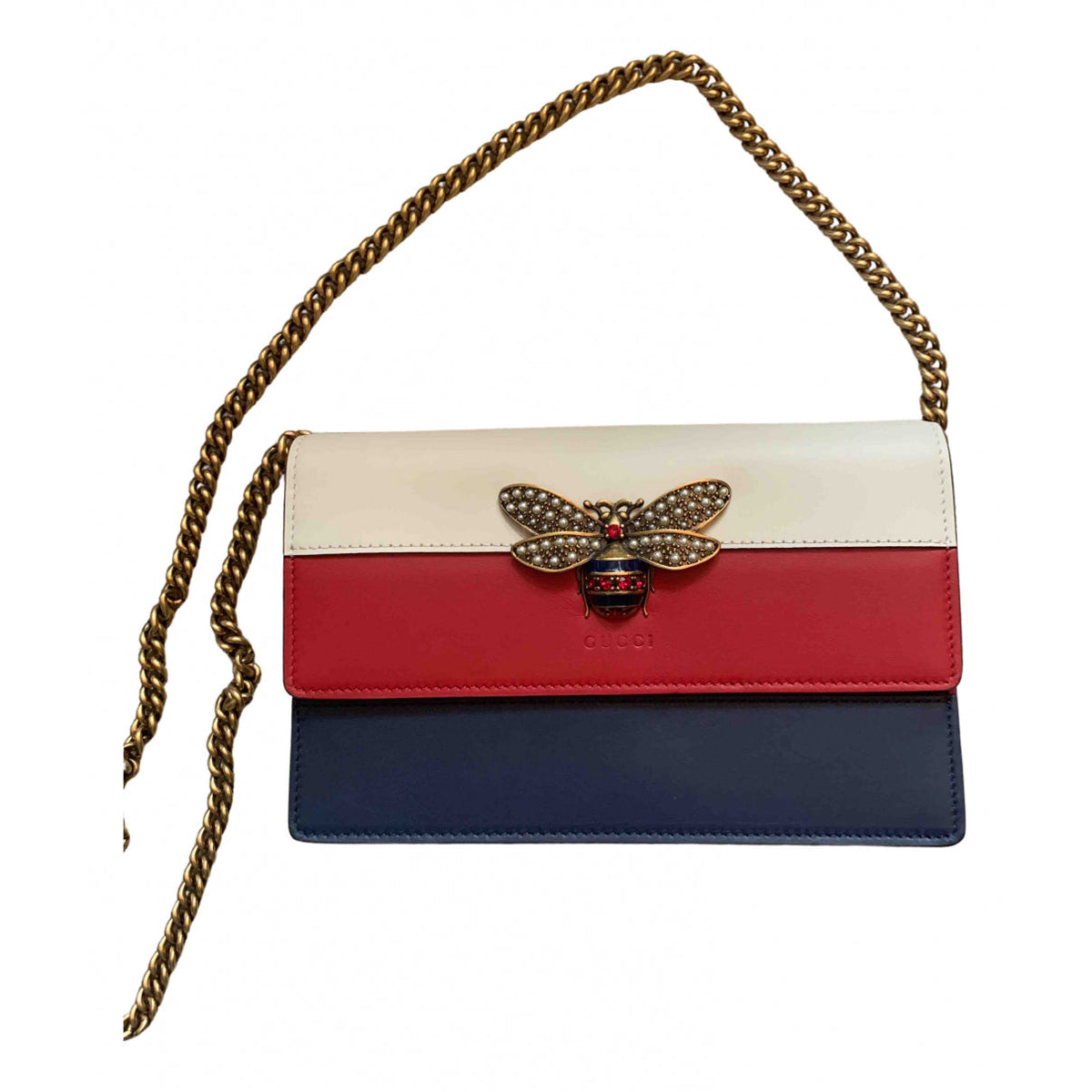 Gucci queen margaret blue leather handbag