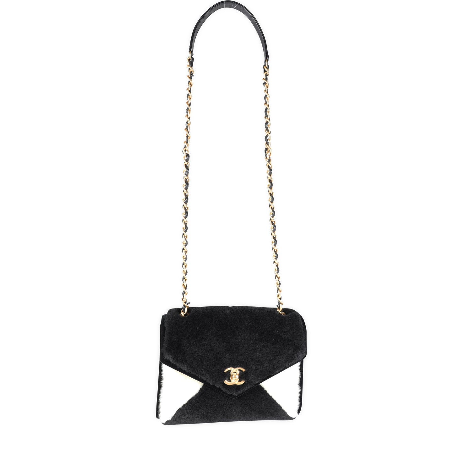 Chanel Black & White Shearling Small Single New Bag